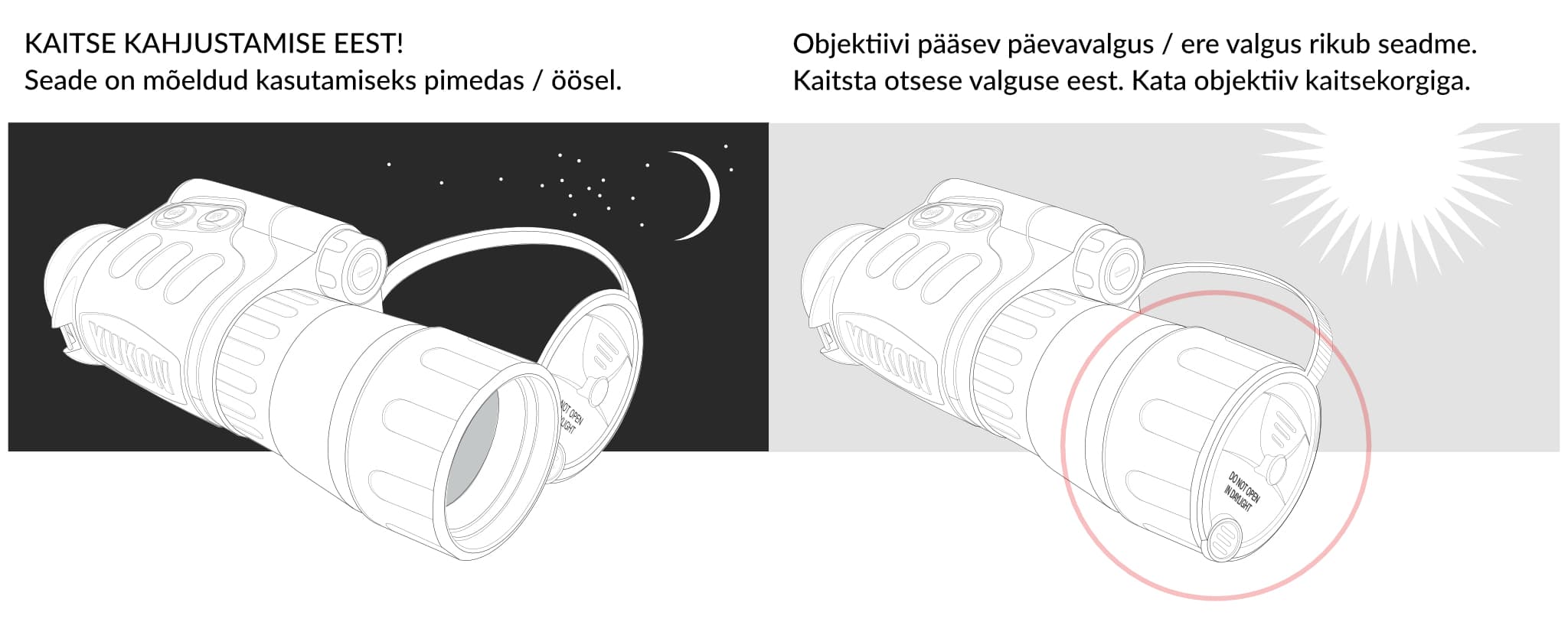 Kaitse seadet ereda valguse eest!